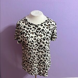Banana Republic Leopard Print Tee Shirt Short Sleeve Crew Neck Soft Women's